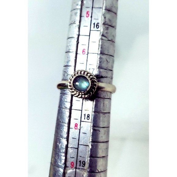 Blue labradorite crystal ring handmade sterling silver 925 size 7